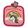 Manique rose licorne 20 x 20 cm