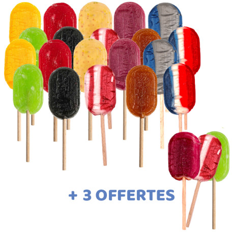 20 Sucettes artisanales assortiment mixte + 3 offertes